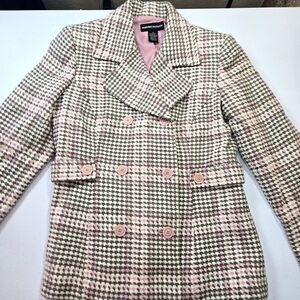 Norton McNaughton Houndstooth Blazer Sz 6 Pink & Taupe Old Money Quiet Luxury